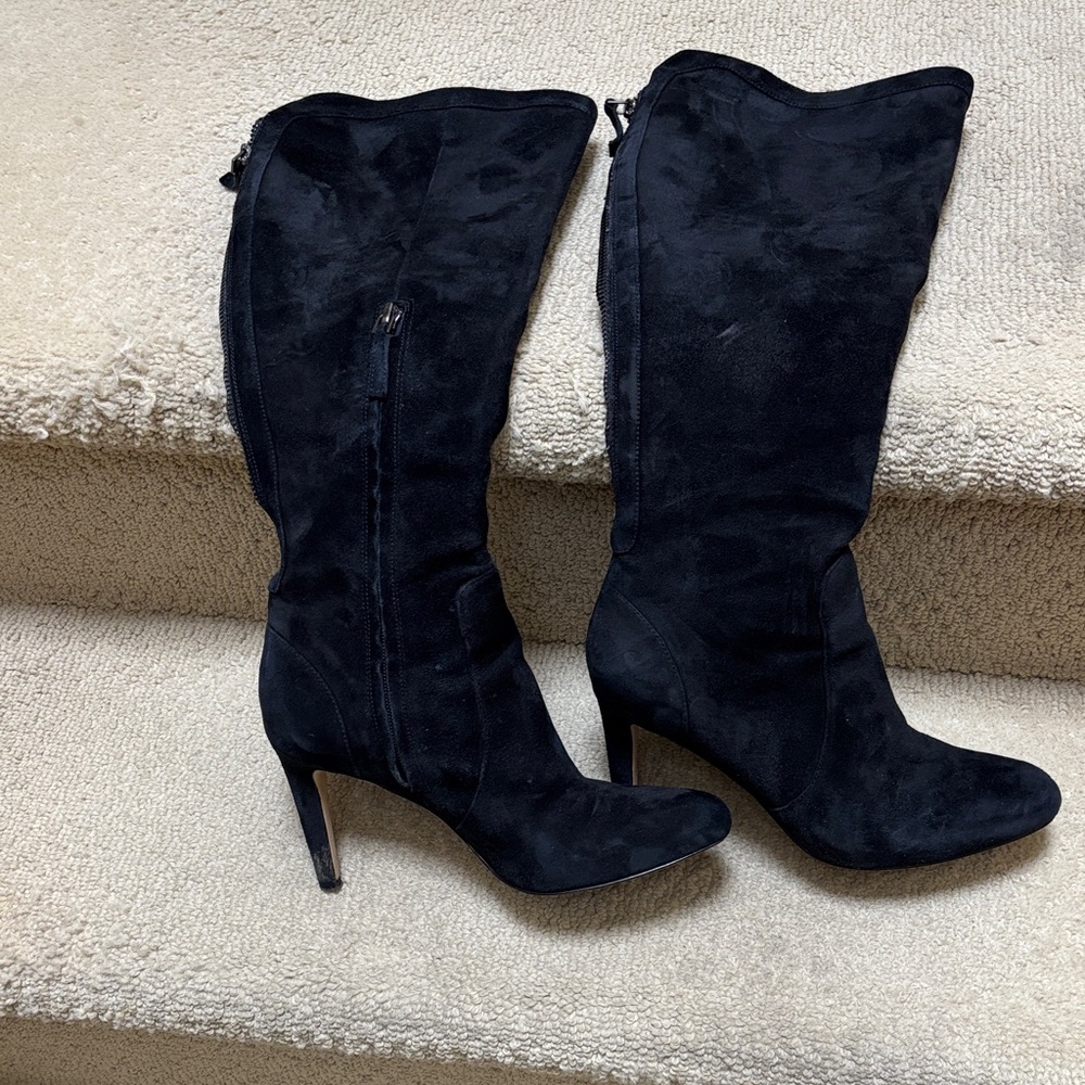 Nine West Black Suede Heeled Boots